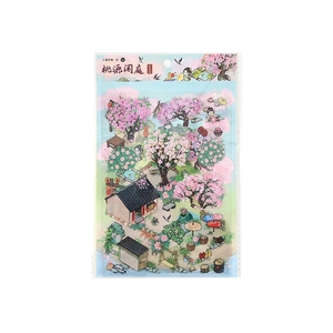 Autocollants 2.5D de style chinois avec paysages de jardins traditionnels pour déco DIY
