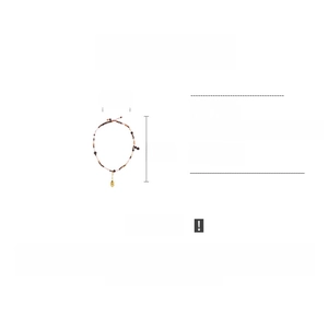 Ethnic beaded long necklace with acrylic, glass, and wood beads shown with measurements