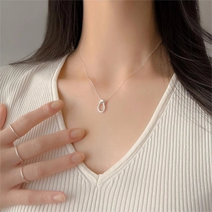 Minimalist 925 sterling silver knotted necklace with elegant U-shape pendant for women