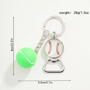 Detailed dimensions of the creative sports-themed beer bottle opener keychain in 8cm length