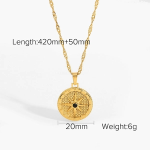 Detailed specs of gold starburst pendant necklace with measurements and weight