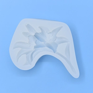 Top view of a lily flower shaped silicone mold for DIY cake fondant and candle making