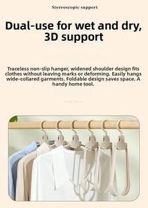 Detail showing the stereoscopic support and wide shoulder design of the foldable hanger