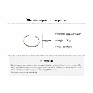 Spécifications du bracelet ethnique en cuivre avec zircons et détails des dimensions