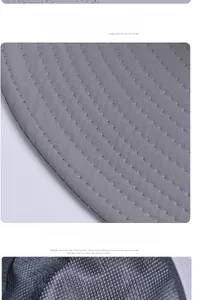 Detail of wide stitched brim and breathable black mesh lining of the sun hat