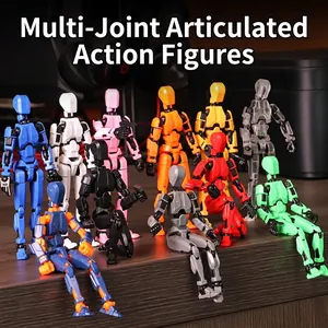 Multi Joint Action Figure Movable Robot Doll Plastic DIY Desktop Decoration Stress Relief Toy With Detachable Weapons