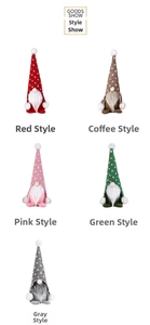 Detailed view of Nordic Christmas gnomes with knitted heart hats and long white beards