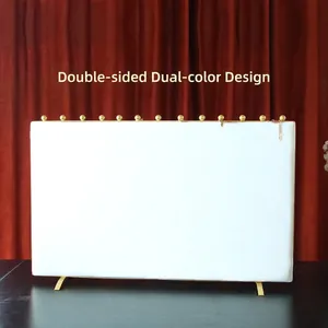 Double-sided white and green velvet jewelry display stand with golden metal legs
