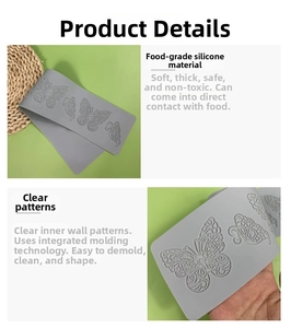 Detail of food grade silicone butterfly lace mold showing soft texture and easy release feature