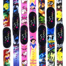 Waterproof LED digital watch collection featuring various colorful cartoon character straps