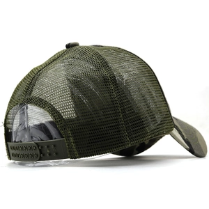 Tactical camouflage baseball cap with breathable mesh back and adjustable snapback closure