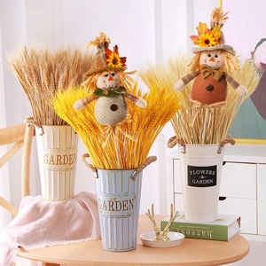 Charmants épouvantails de jardin en tissu et bois pour décoration de récolte d'automne