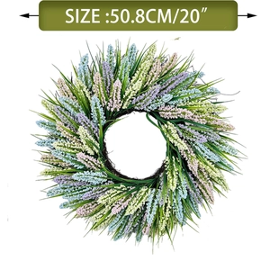 20 inch lavender and grass flower wreath in purple and pink for home door decoration