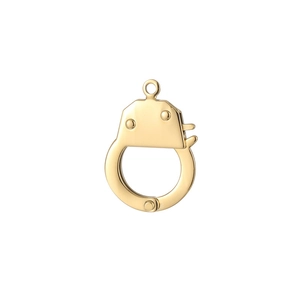 Detailed view of golden handcuff-shaped jewelry clasp for necklaces and bracelets