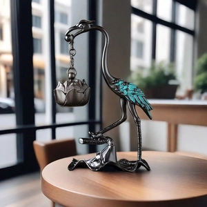 Crane Lotus Hanging Incense Burner Antique Zinc Alloy Zen Style Desktop Ornament Home Aromatherapy Holder For Office