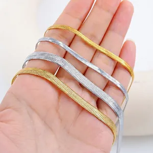 Minimalistische goldene und silberne flache Schlangenkette Halsketten für Damen und Herren