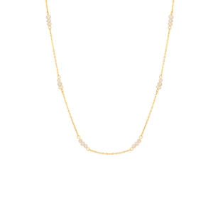 Collier en acier doré 18K avec petites perles d'eau douce au style minimaliste