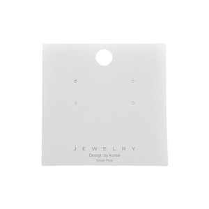 Minimalist white cardboard jewelry display cards for earrings and brooches with hanging holes
