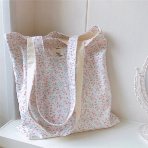 Stofftasche mit Blumenmuster aus Baumwolle für Damen und Studentinnen geeignet