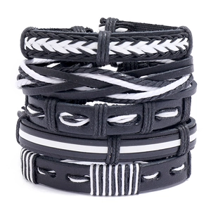 Multi Layer Braided Bracelet Retro Punk Bohemian Style Adjustable Artificial Leather Wax Cord Unisex Hand Jewelry