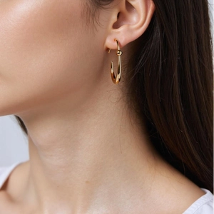 Fashionable 18k gold vacuum plated stainless steel U-shaped earrings for women