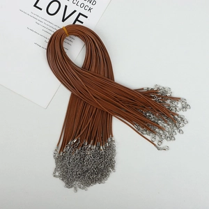 Bulk brown waxed necklace cords with silver lobster clasps and extension chains