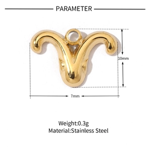 Polished 18K gold stainless steel Aries zodiac charm pendant for DIY jewelry 7x10mm