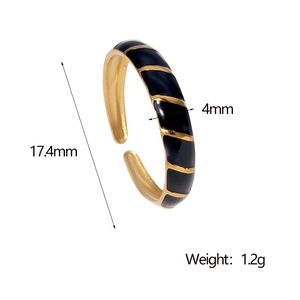 Adjustable black and gold vintage steel ring featuring 17.4mm diameter and 4mm width