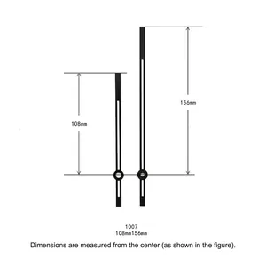 Black quartz clock hands 108mm and 156mm with minimalist hollow design for wall clocks