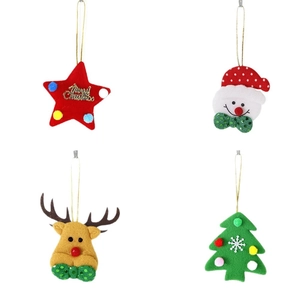Set of 4 felt Christmas tree ornaments featuring Santa, reindeer, and star patterns
