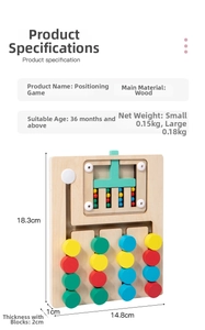 Detailed size specifications of the wooden logic slide puzzle showing 14.8x18.3cm dimensions