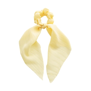 Yellow chiffon daisy ponytail scrunchie with long ribbons and elastic hair band