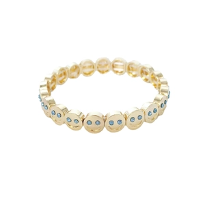 Colorful smiley face elastic bracelet for women featuring sparkling blue rhinestones