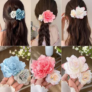 Pinces À Cheveux Fleur En Tissu Barrette Style Vacances Fait Main Künstliche Perle Gland Papillon Accessoires Femmes