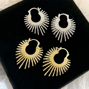 Sunburst Sun Ray Hoop Earrings Alloy Irregular Fireworks Geometric Metal Ear Cuffs Fashion Commute Jewelry For Women