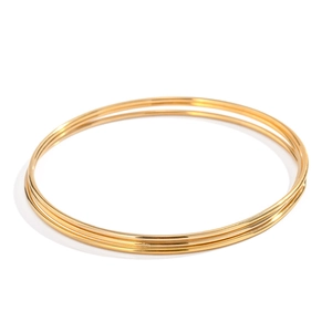 Three-piece set of minimalist golden titanium steel bangle bracelets for women