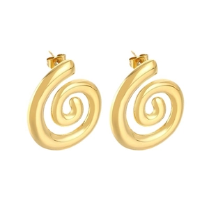 Ohrstecker aus 18K vergoldetem Edelstahl mit elegantem gedrehtem Spiral-Textur-Design