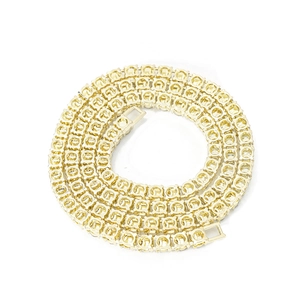 4mm gold single row tennis chain necklace with clear cubic zirconia in zinc alloy