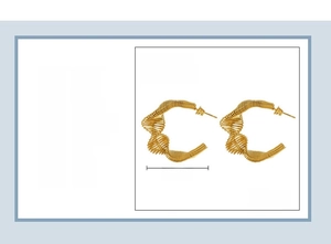 Detail view of 30mm 18K gold-plated stainless steel hollow hoop earrings