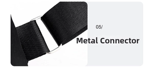 Detail view of durable nylon strap with polished metal hardware connection for chest bag