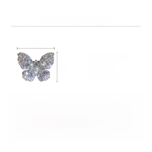 Detail view of butterfly brooch specifications, copper with zircon, size 3.5cm by 2cm