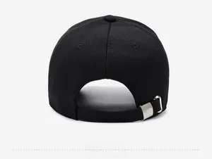 Detail of baseball cap back with adjustable metal buckle and textured pineapple fabric