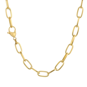 Polished gold stainless steel paperclip chain necklace with secure lobster clasp for unisex