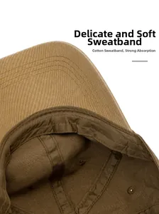 Detail of cotton baseball cap sweatband with precise stitching and moisture-wicking fabric