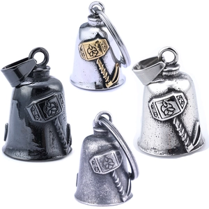 Viking Thor Hammer Bell Pendant Necklace Stainless Steel Mjolnir Embossed Vintage Nordic Punk Gothic Jewelry For Men
