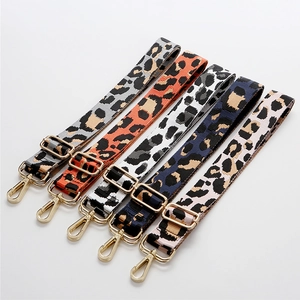 Adjustable leopard print shoulder straps for handbags with gold metal clasps in five colors