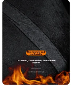 Detail of thickened fleece lining for men's winter hat with thermal heat retention