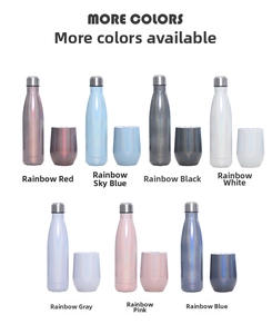 Detailed view of 12oz stainless steel wine tumblers in 7 colors with glitter finish
