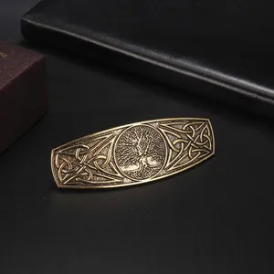 Vintage Tree Of Life Barrette Metal Hair Clip Alloy Celtic Knot Embossed Viking Style Hair Accessory For Women