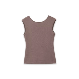 Damen Ärmelloses Strickoberteil mit Rundhalsausschnitt in Mauve, Slim Fit Design